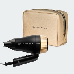 [Bellissima secador de pelo] Bellissima B-Travel, secador de pelo de viaje, 1400w, 2 niveles, plegable, negro y dorado
