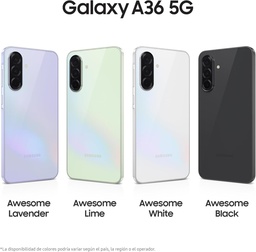 Teléfono Samsung Galaxy A36 5G, Pantalla 6,7" Super Amoled, Procesador Snapdragon 6 Gen 3, Cámara 50 mpx, Memoria Ram 8gb, Memoria Interna 256gb, Batería 5000mAh