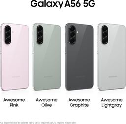 Teléfono Samsung Galaxy A56 5G, Pantalla 6,7" Super Amoled, Procesador Exynos 1580, Cámara 50 mpx, Memoria Ram 8gb, Memoria Interna 256gb, Batería 5000mAh