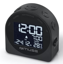 Muse M-09, Reloj digital con display, LCD grande, Fecha, Temperatura y alarma
