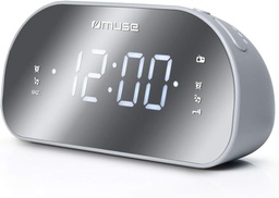 [M170CMR] Muse M-170 CMR, Radio despertador con 20 estaciones de FM preestablecidas, Espejo frontal, Doble alarma, Pantalla LED de 1,2'', Reloj 24h, Intensidad ajustable (Fuerte / Baja / Apagado), Radio o zumbador