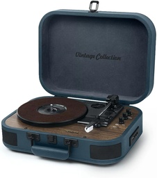 Muse MT-201, Giradiscos estéreo de 3 velocidades 33/45/78 RPM, Receptor Bluetooth, Puerto USB para reproducción y decodificación, Lector de tarjetas SD, Conmutador de auto-apagado, Entrada auxiliar mini-jack, 2 altavoces integrados, Salida RCA, Toma auriculares
